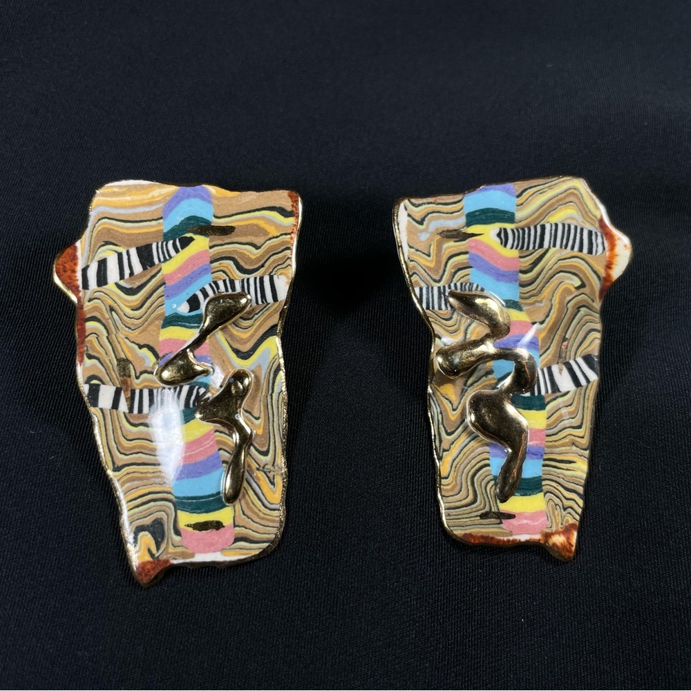 CYNTHIA CHUANG Jewelry 10 vintage 1980s Large Oversized Ceramic Earrings
